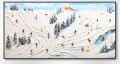 Skier on Snowy Mountain Wall Art Sport White Snow Skiing Room Decor by Knife 15 texture